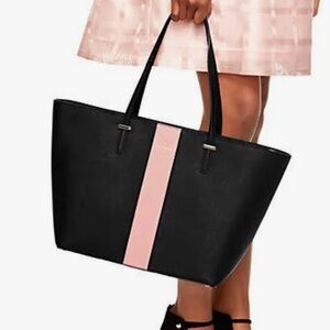 Kate Spade Cedar Street Medium Harmony tote ♠️ black w/ pink racing stripe 🩷